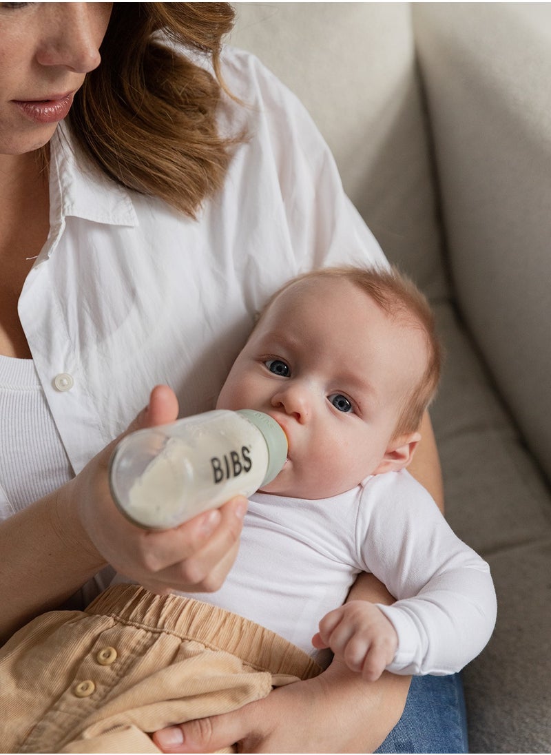 BIBS - زجاجة رضاعة زجاجية للأطفال من عمر 0-12 شهرًا، 225 مل - سيج - Image 1
