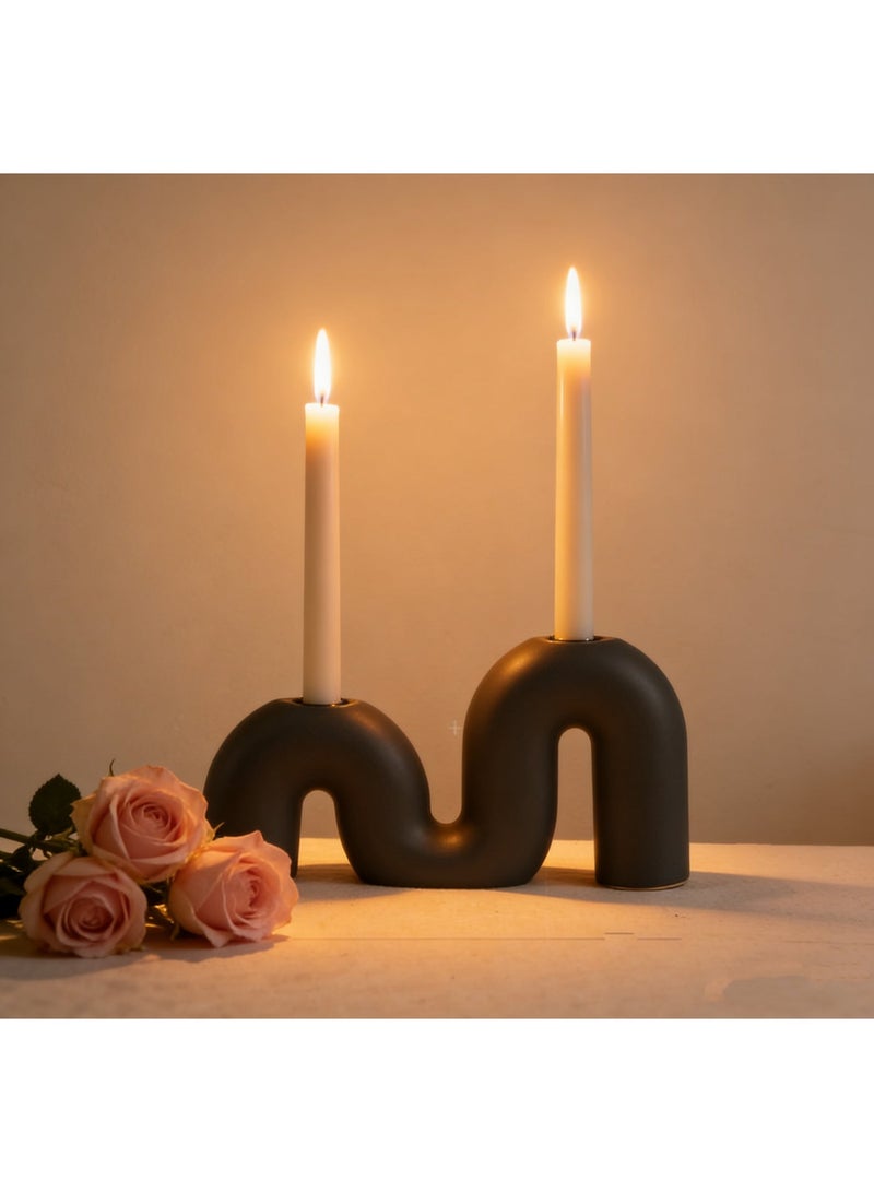Firasa European-style simple romantic creative ceramic candlestick Ceramic Candle Holder Black Ramadan Eid premium gift Home Decor - Image 5