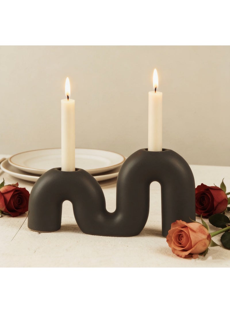 Firasa European-style simple romantic creative ceramic candlestick Ceramic Candle Holder Black Ramadan Eid premium gift Home Decor - Image 4