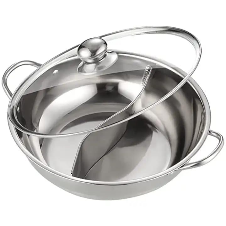 VBM Stainless Steel Hot Pot Set - Ideal for Family Gatherings Traditional Hot Pot Meals Stainless Steel Hot Pot - Perfect for Boiling, Steaming, and Slow Cooking - Image 1