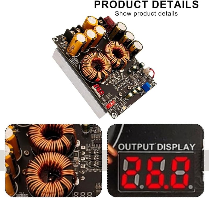 1200W Boost Power Module 50A Max Current Low Ripple Audio Supply Overcurrent Overtemperature Protection Voltage Display - Image 5