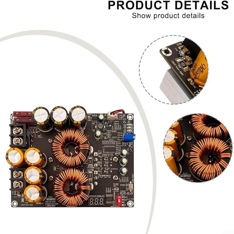 1200W Boost Power Module 50A Max Current Low Ripple Audio Supply Overcurrent Overtemperature Protection Voltage Display - Image 4