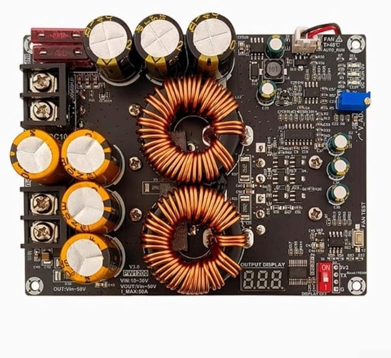 1200W Boost Power Module 50A Max Current Low Ripple Audio Supply Overcurrent Overtemperature Protection Voltage Display - Image 3