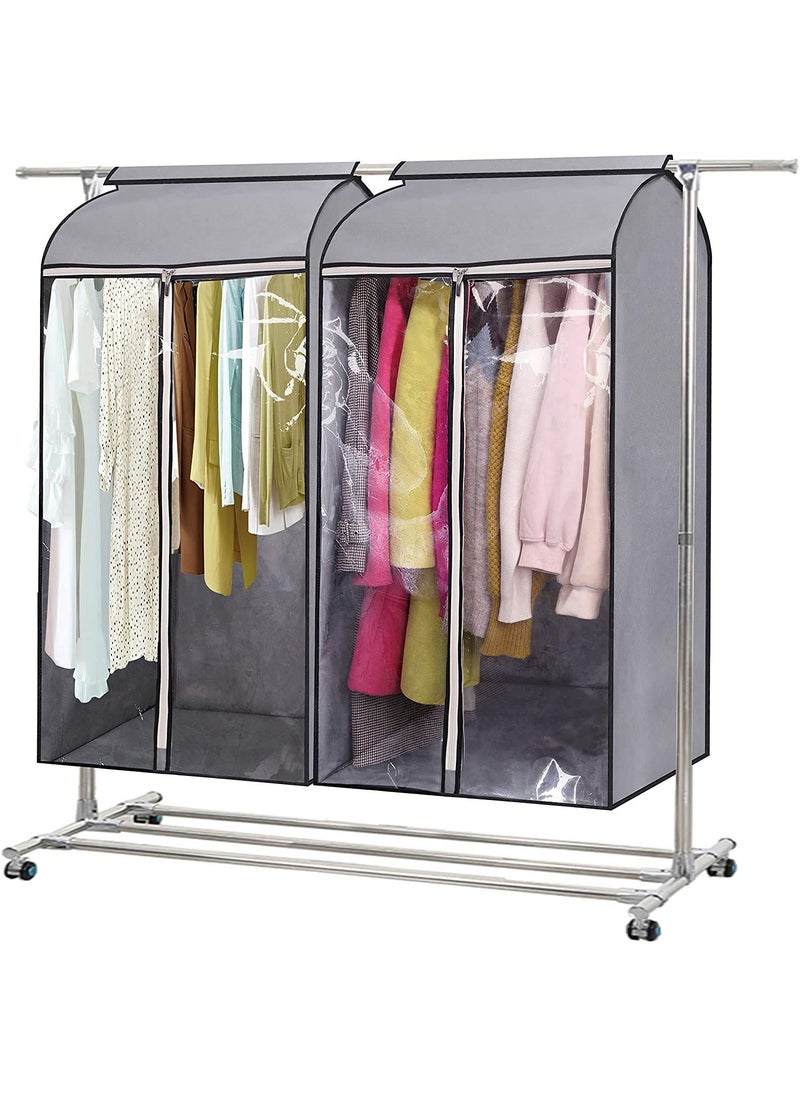 Generic SH NASIMA Plastic Hanging Well Sealed Clothes Dust Cover Garment Bags for Storage with Large Clear Window and 3 Zippers Opening for Suit Coat Closet Rack 2 Packs  - Image 1