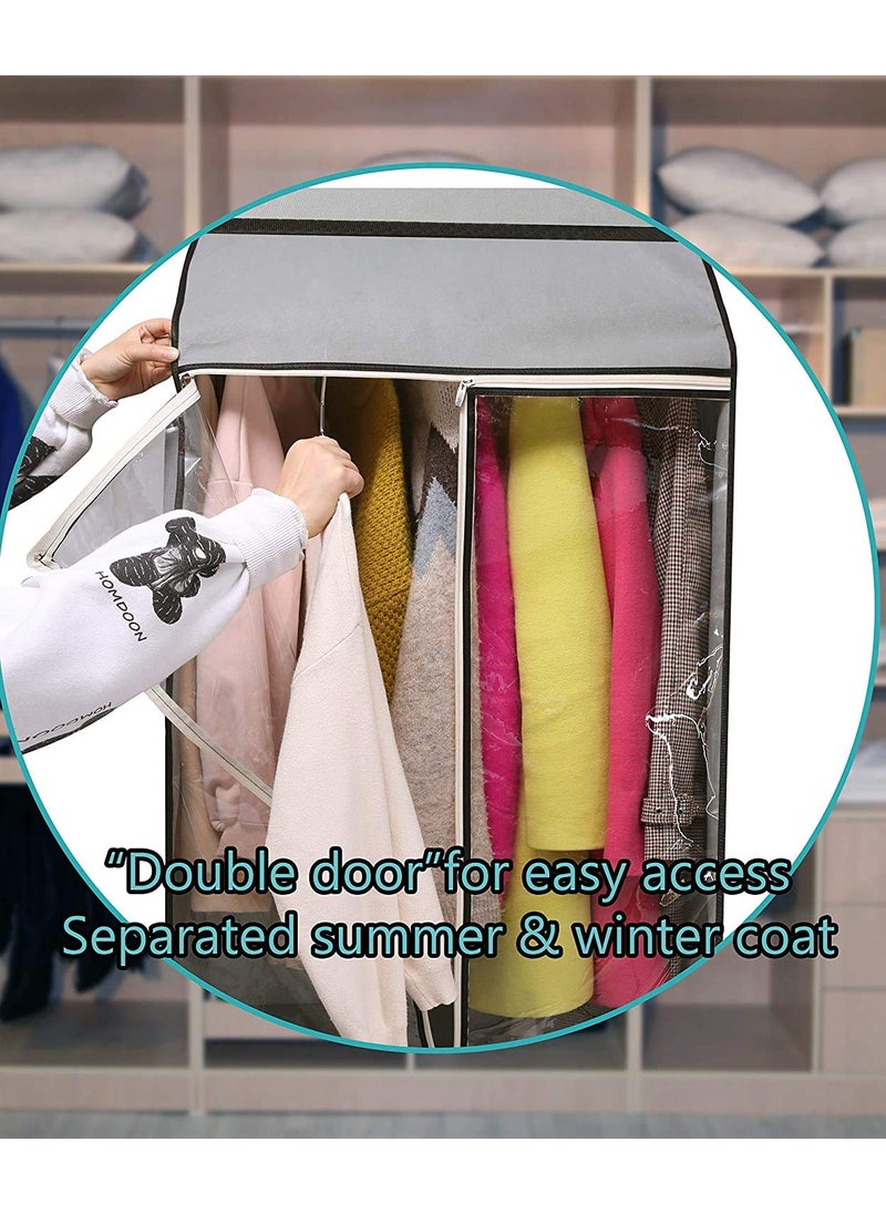 Generic SH NASIMA Plastic Hanging Well Sealed Clothes Dust Cover Garment Bags for Storage with Large Clear Window and 3 Zippers Opening for Suit Coat Closet Rack 2 Packs  - Image 4