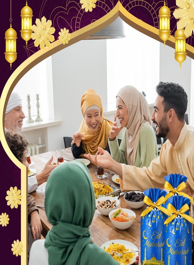 Trandraft 72 Pcs Eid Mubarak Gift Bags Plastic Treat Bags Drawstring Bags Eid Candy Goodie Bags Castle Moon Star Snack Wrap Bags for Eid Party Decorations Favors, 9.05 x 5.91 x 2 Inches - Image 5