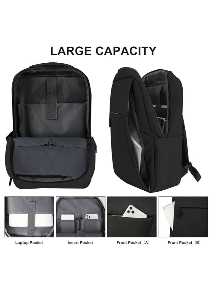 Lubardy Laptop Backpack for Men and Women with 17.3inch Computer Compartment Travel Laptop Backpack Water Resistant Backpacks with USB Charging Port-Black  - Image 2