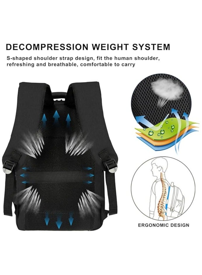 Lubardy Laptop Backpack for Men and Women with 17.3inch Computer Compartment Travel Laptop Backpack Water Resistant Backpacks with USB Charging Port-Black  - Image 5
