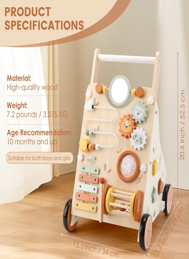 Pithfor Wooden Baby Walker, Baby Push Walker with Activity Center for Girls Boys, Montessori Push Walker Toys for Babies Learning to Walk, Sit-to-Stand, for 10-12 Months 1 2 3 Years Old - Image 2