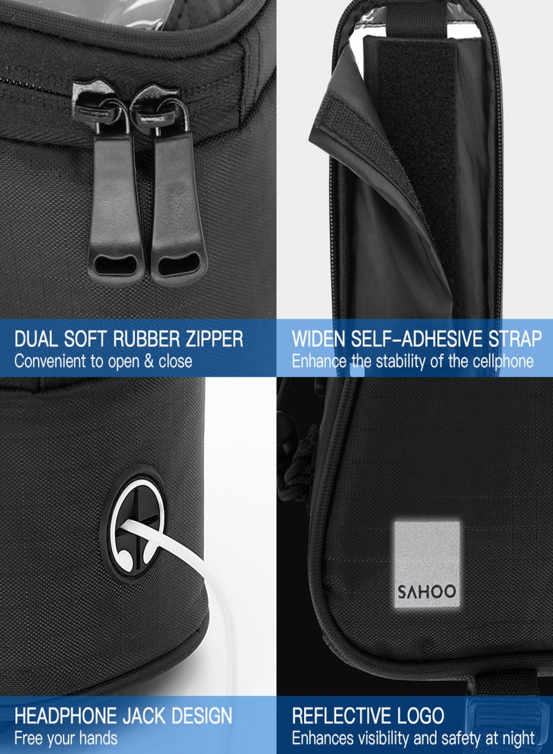 Sahoo Touch Screen Waterproof Front Frame Top Tube Bicycle Pouch Hard Shell Large Capacity Cycling Front Storage Bag - Image 5