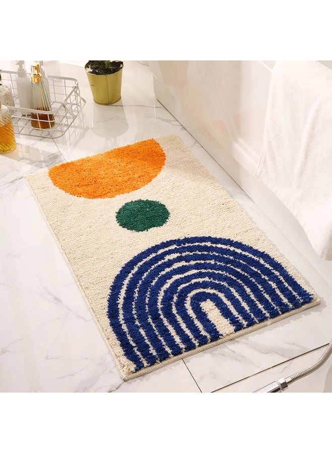 UKELER Boho Bath Mats Non Slip Geometric Bathroom Rugs Fluffy Soft Absorbent Bath Rug for Bathroom Shower Sink Home Entryway Bohemian Farmhouse Decor 30"×20", Camel - Image 1