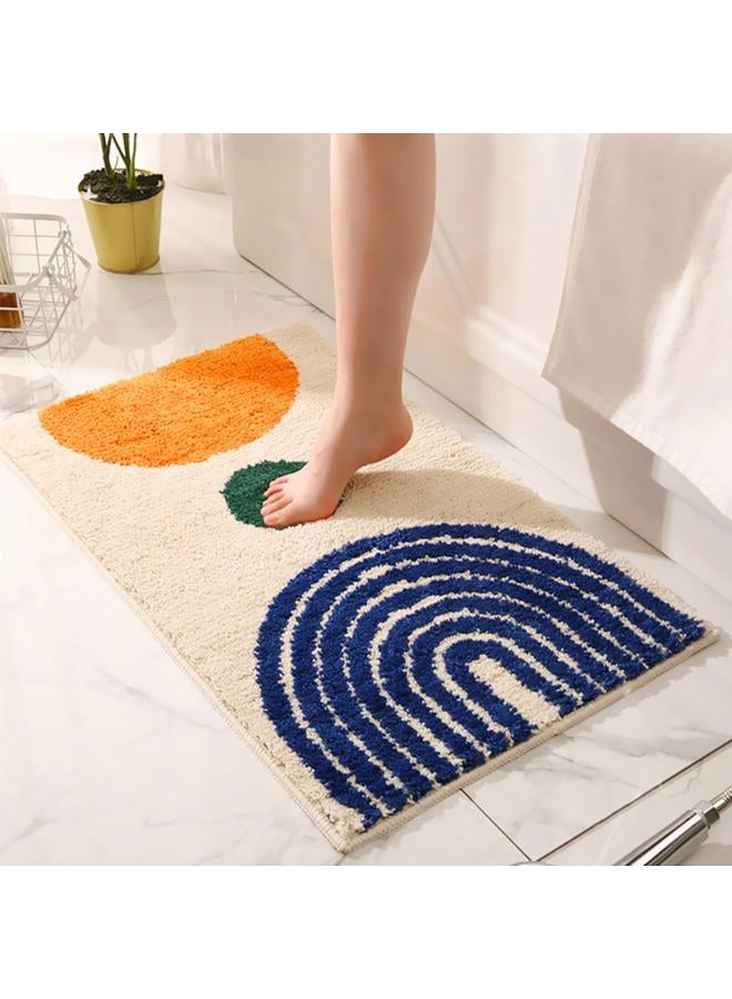 UKELER Boho Bath Mats Non Slip Geometric Bathroom Rugs Fluffy Soft Absorbent Bath Rug for Bathroom Shower Sink Home Entryway Bohemian Farmhouse Decor 30"×20", Camel - Image 3