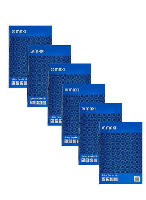 6-Piece A4 Size Spiral Notebook 70 Sheets