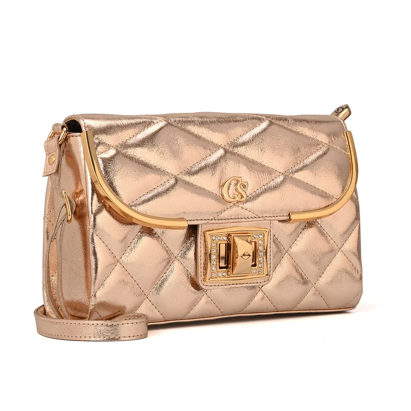 Quilted Bag Details Gold