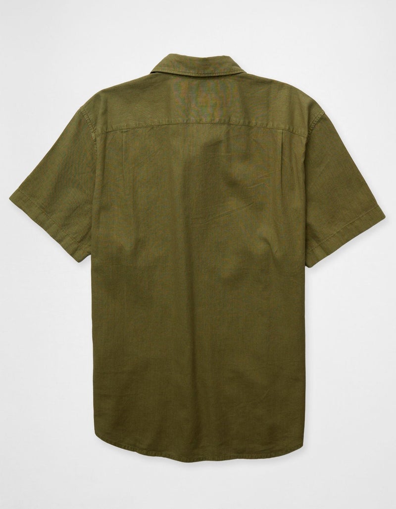 American Eagle AE Linen-Blend Short-Sleeve Button-Up Shirt - Image 2