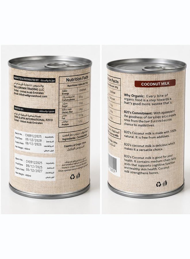 Back 2 Organics Organic Cocconut Milk 400ml - Image 2