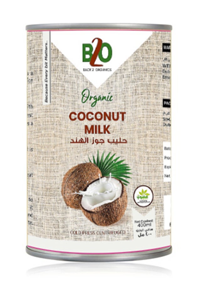 Back 2 Organics Organic Cocconut Milk 400ml - Image 1