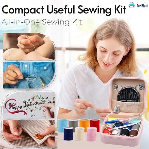 FunBlast Sui Dhaga Kit – Needle and Thread Box, Small & Portable Travel Sewing Kit With Small Scissor, Thread Set, Tailoring Accessories, Emergency Stitching Kit (Pink) - Image 5