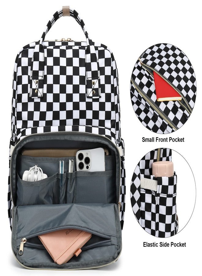 Kouxunt Checkered Laptop Backpack College Bookbag School Backpack for Women Girls, Travel Backpack 15.6 Inch Computer Backpacks - Image 2
