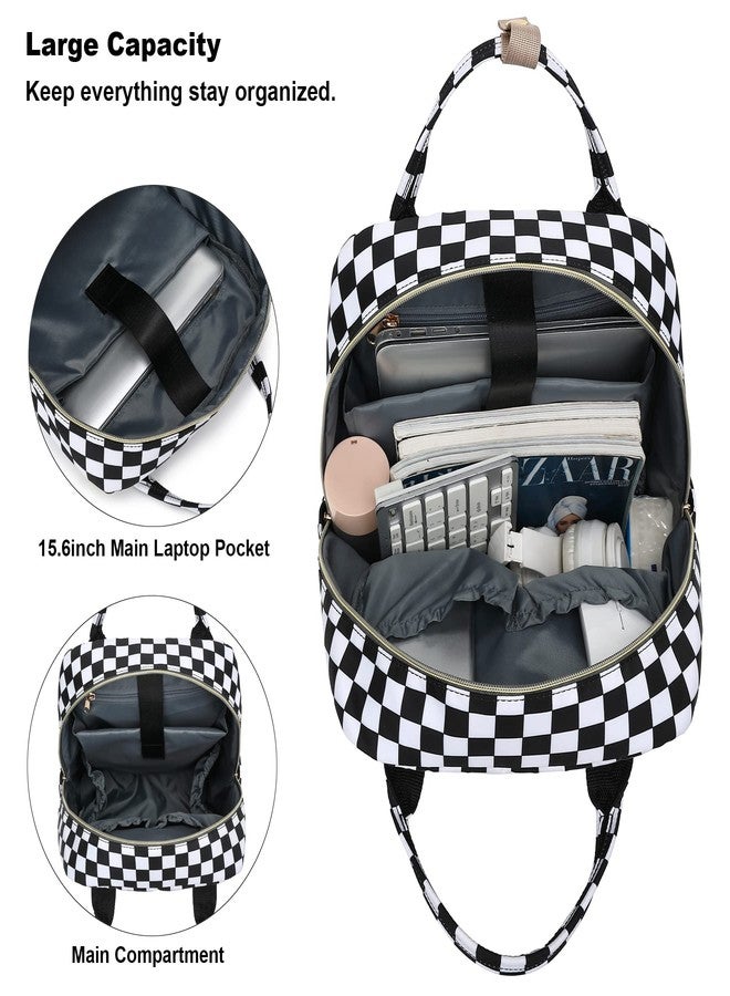 Kouxunt Checkered Laptop Backpack College Bookbag School Backpack for Women Girls, Travel Backpack 15.6 Inch Computer Backpacks - Image 3