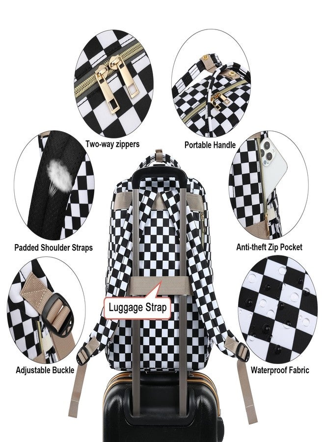 Kouxunt Checkered Laptop Backpack College Bookbag School Backpack for Women Girls, Travel Backpack 15.6 Inch Computer Backpacks - Image 4