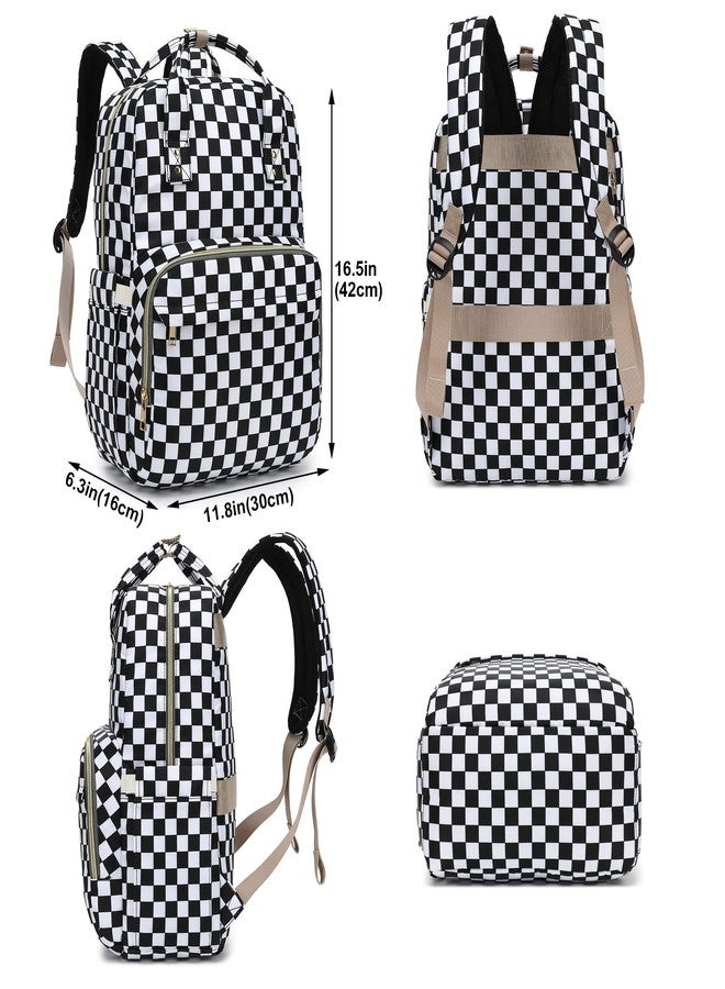 Kouxunt Checkered Laptop Backpack College Bookbag School Backpack for Women Girls, Travel Backpack 15.6 Inch Computer Backpacks - Image 5