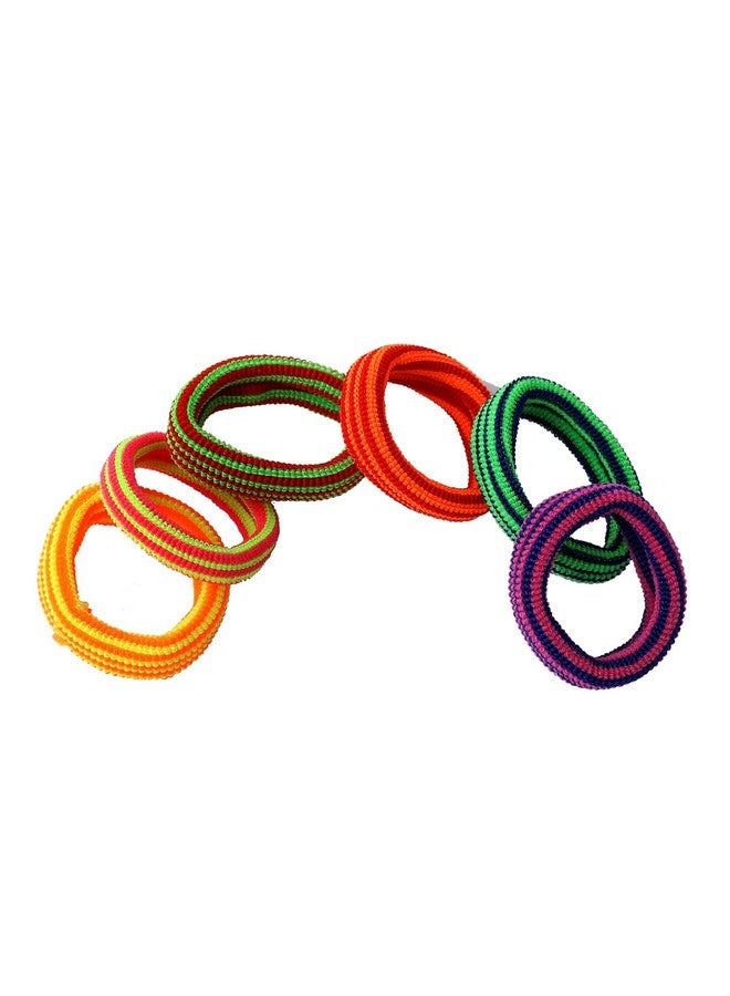 استيل أربطة مطاطية للشعر ذيل حصان مرنة متعددة الألوان للنساء/الفتيات (عبوة من 6 قطع) - Image 4