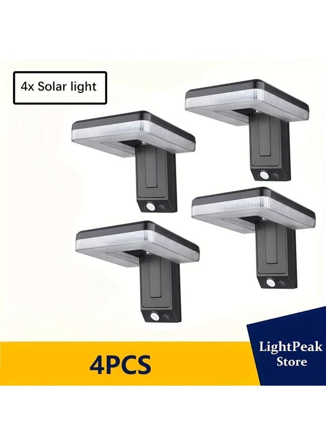 4 قطع أضواء الحائط الشمسية الخارجية LED ضوء الشارع بحساس حركة لحديقة المسار - Image 1