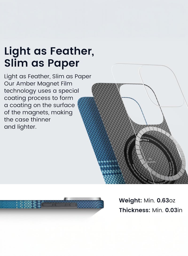 بيتاكا جراب منسوج فائق النحافة لهاتف آيفون 16 برو مع حافة كاميرا مرتفعة / لمسة منسوجة / متوافق مع MagSafe / حماية من السقوط والتلف - Moonrise - Image 4