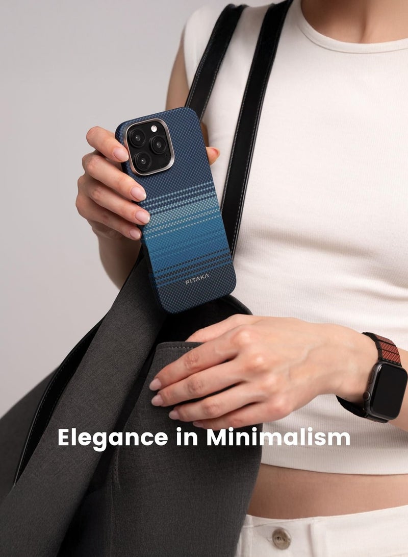 بيتاكا جراب منسوج فائق النحافة لهاتف آيفون 16 برو مع حافة كاميرا مرتفعة / لمسة منسوجة / متوافق مع MagSafe / حماية من السقوط والتلف - Moonrise - Image 2