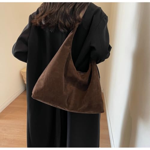 Jusavie Trendy Suede Crescent Shoulder Bag Women Tote Bag Satchels Crossbody Purse Top-handle Travel College Work Tote Handbag - Image 2