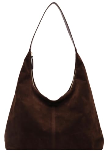 Jusavie Trendy Suede Crescent Shoulder Bag Women Tote Bag Satchels Crossbody Purse Top-handle Travel College Work Tote Handbag - Image 1