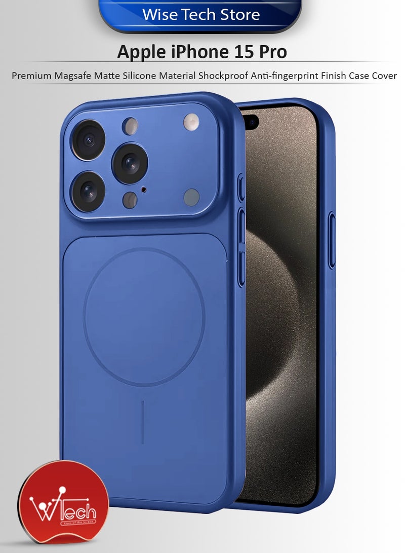 دبليو تيك غطاء حافظة iPhone 15 Pro 2023 من آبل بجودة عالية، مادّة سيليكون مقاومة للصدمات مع تشطيب يمنع البصمات - أزرق داكن (MCRPSN) - Image 1