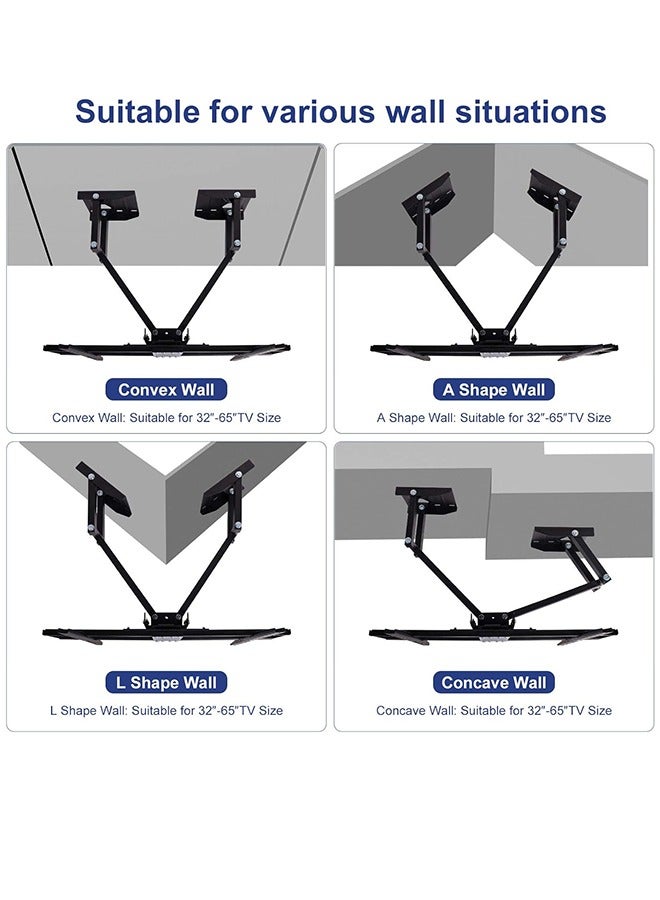 TV Wall Bracket Mount: Corner TV Wall Mount Swivels Tilts Extends for 32-65 inch LCD LED Plasma Flat Screens VESA from 200x 100 to 600x400 up to 35KG - Image 2