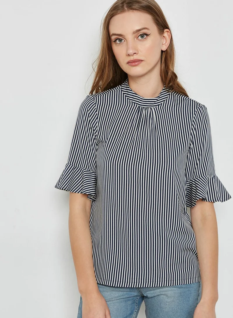 VERO MODA Frill Sleeve Detail Striped Top