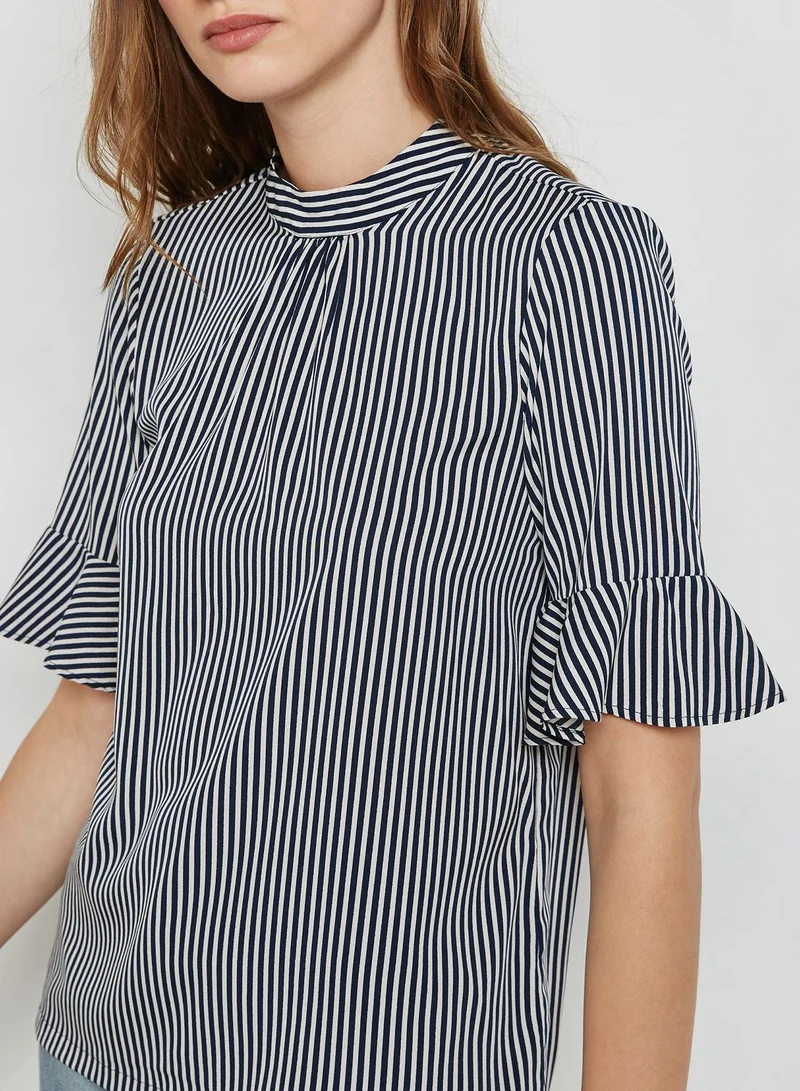 VERO MODA Frill Sleeve Detail Striped Top