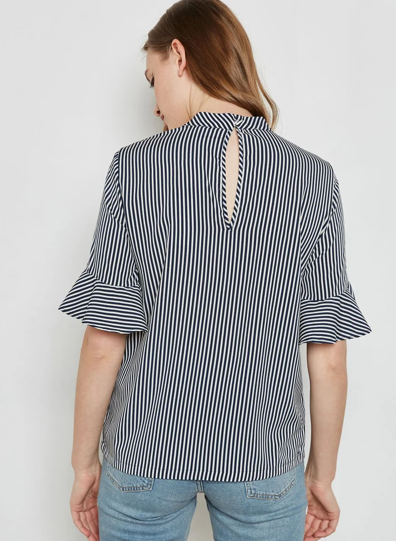 VERO MODA Frill Sleeve Detail Striped Top