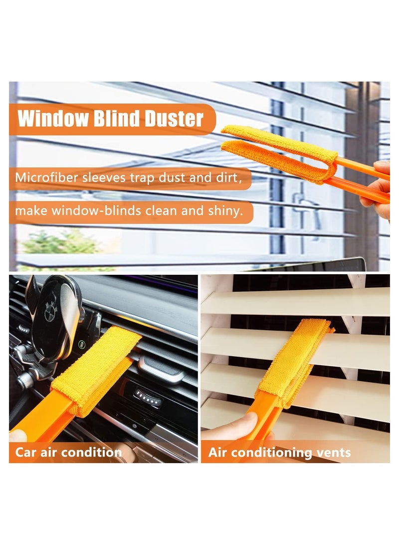 SYOSI 4 Pack Window Blinds Cleaner Duster Brush Blinds Duster with 4 Microfiber Sleeves Blinds Cleaning Tools for Window Blinds Air Conditioner Vents Fans Car Vents Jalousie Dust - Image 2