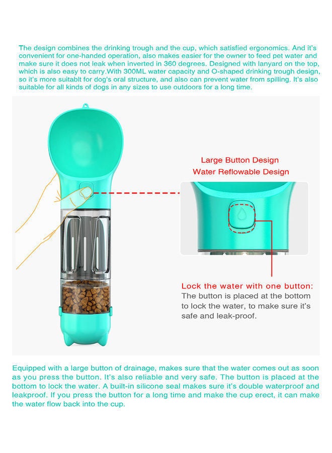 NIBEMINENT Dog Water Bottle for Walking Portable Pet Cup Food Box with Poop Shovel Blue 32*9.7*10cm - Image 2