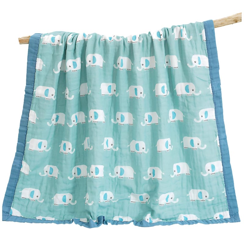 Bembika Baby Blankets for Boys Girls Fleece Throw Baby Blanket Unisex Baby Essentials for Newborn Infants Stroller Blanket Crib Swaddling Baby Blanket for Kids Toddlers - Sage Elephant - Image 1