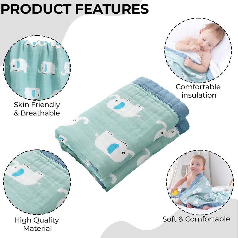 Bembika Baby Blankets for Boys Girls Fleece Throw Baby Blanket Unisex Baby Essentials for Newborn Infants Stroller Blanket Crib Swaddling Baby Blanket for Kids Toddlers - Sage Elephant - Image 4