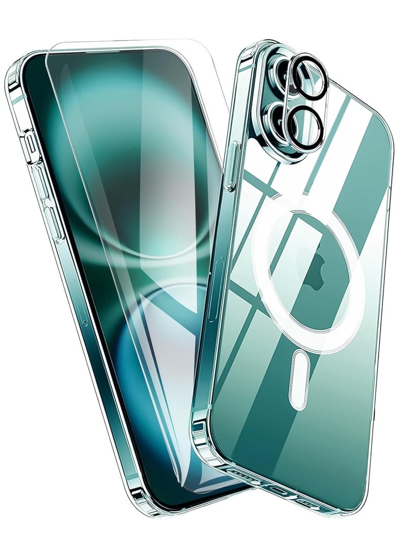 ELTRAZONE iPhone 16 Case - Clear with Screen Protector & Camera Lens Protector, Slim MagSafe-Compatible Shockproof Silicone TPU Bumper & Hard PC Cover - Image 1