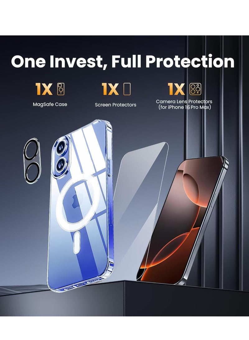 ELTRAZONE iPhone 16 Case - Clear with Screen Protector & Camera Lens Protector, Slim MagSafe-Compatible Shockproof Silicone TPU Bumper & Hard PC Cover - Image 2