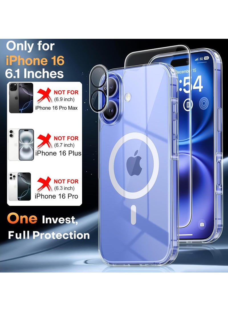 ELTRAZONE iPhone 16 Case - Clear with Screen Protector & Camera Lens Protector, Slim MagSafe-Compatible Shockproof Silicone TPU Bumper & Hard PC Cover - Image 3