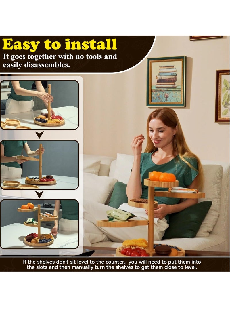 عام رف تخزين خشبي متعدد الطبقات، صينية حلوى السوشي المكتبية على شكل غير منتظم، طبق عشاء، طبق كعكة متعدد الطبقات - Image 2