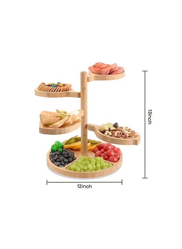 عام رف تخزين خشبي متعدد الطبقات، صينية حلوى السوشي المكتبية على شكل غير منتظم، طبق عشاء، طبق كعكة متعدد الطبقات - Image 4