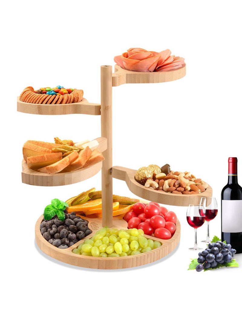 عام رف تخزين خشبي متعدد الطبقات، صينية حلوى السوشي المكتبية على شكل غير منتظم، طبق عشاء، طبق كعكة متعدد الطبقات - Image 1