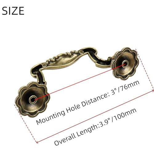 Mcredy 5 Pcs Cabinet Handles Zinc Alloy Retor Bronze Drawer Cabinet Pulls Dresser Handle for Kitchen Closet Wardrobes 3 Mounting Hole Distance - Image 3