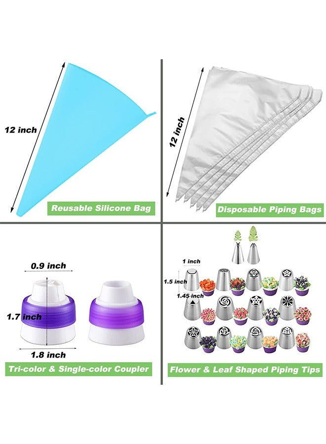 27 قطعة من مجموعة نصائح الأنابيب الروسية ، نصائح تزيين الكيك مستلزمات الخبز لكعكات الكب كيك حفلة عيد ميلاد (12 نصيحة كريمة للتزيين 10 أكياس خبز معجنات 2 أطراف أنابيب ورقية 2 مقرنات 1 كيس سيليكون) - Image 5