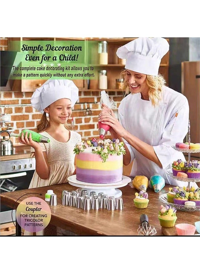 27 قطعة من مجموعة نصائح الأنابيب الروسية ، نصائح تزيين الكيك مستلزمات الخبز لكعكات الكب كيك حفلة عيد ميلاد (12 نصيحة كريمة للتزيين 10 أكياس خبز معجنات 2 أطراف أنابيب ورقية 2 مقرنات 1 كيس سيليكون) - Image 2